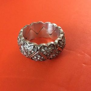Silver heart & cz ring